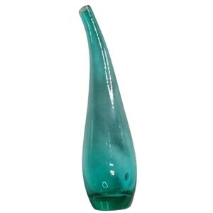 Handmade‎ Art Glass Vase Murano Style Teal Aqua Bud Vase 14"